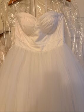 Strapless Tulle Bridal Ball Gown - White